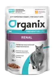Влажный корм Organix Preventive Line Renal для кошек профилактика почечной недостаточности у взрослых и стареющих кошек с индейкой, 85 г