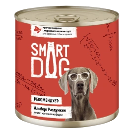 Влажный корм Smart Dog для для взрослых собак и щенков, кусочки говядины с морковью в нежном соусе, 85 г