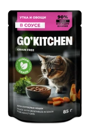 Влажный корм GO'KITCHEN для взрослых кошек с уткой и овощами в соусе, 85 г