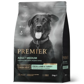 Сухой корм Premier Dog Lamb & Turkey Adult Medium для собак средних пород, 3 кг