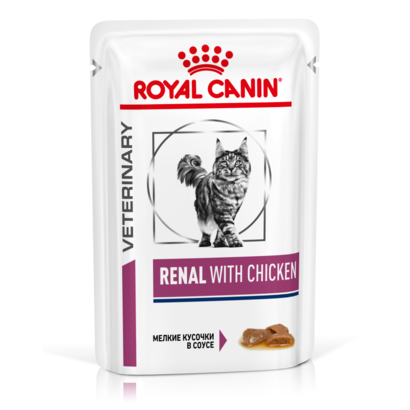 Влажный корм (паучи) Royal Canin Renal with Chicken для кошек для поддержания функции почек, 85 г фото 1