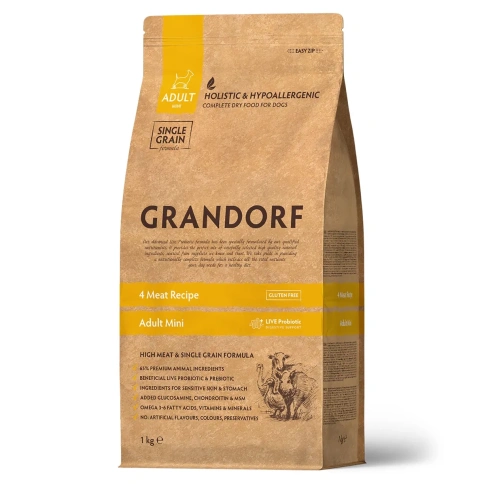 Сухой корм Grandorf Holistic 4 вида мяса с бурым рисом для взрослых собак мелких пород, 1 кг фото 1