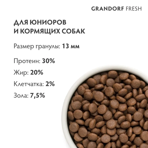 Сухой корм Grandorf Fresh беззерновой ягненок с бататом для юниоров и беременных собак, 10 кг фото 3