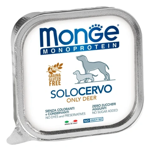 Влажный корм Monge Monoprotein Solo Only Deer паштет из оленины для собак, 150 г фото 1