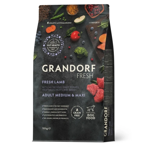 Сухой корм Grandorf Fresh беззерновой ягненок с бататом для взрослых собак средних и крупных пород, 10 кг фото 1