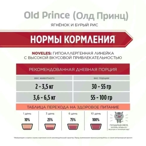 Сухой корм Old Prince Noveles с ягненком и бурым рисом для взрослых кошек, 7,5 кг фото 6