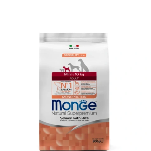 Сухой корм Monge Monoprotein Mini Adult с лососем и рисом для собак мелких пород, 800 г фото 6