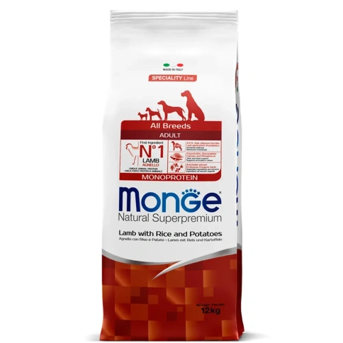 Сухой корм Monge Monoprotein All Breeds с ягненком, рисом и картофелем для взрослых собак всех пород, 12 кг фото 6