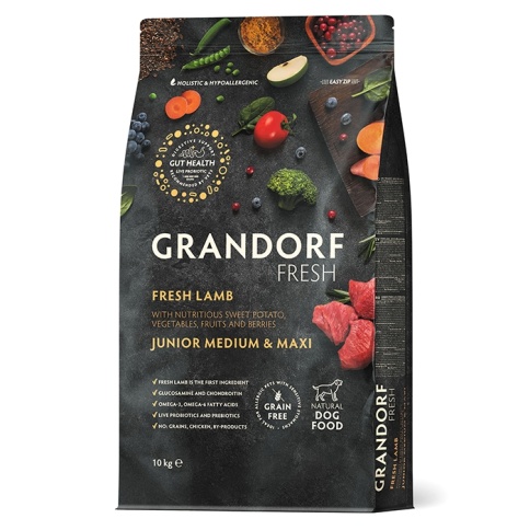 Сухой корм Grandorf Fresh беззерновой ягненок с бататом для юниоров и беременных собак, 10 кг фото 1