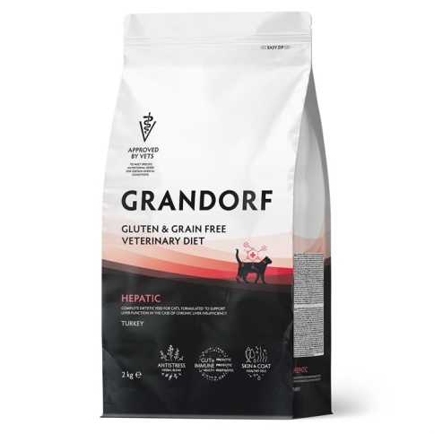 Сухой корм Grandorf Veterinary Diet Hepatic индейка для кошек для поддержки функций печени, 2 кг фото 1
