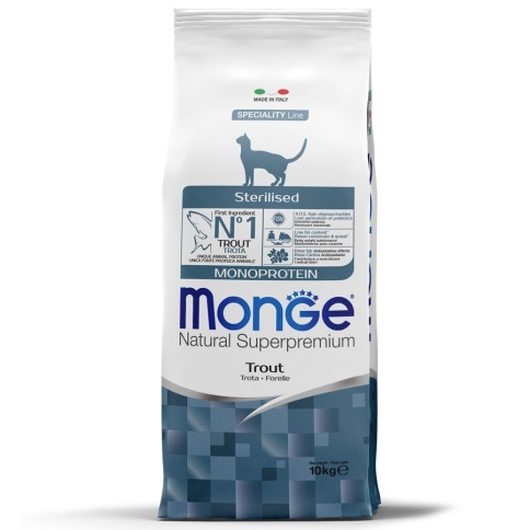 Сухой корм Monge Monoprotein Sterilised с форелью для стерилизованных кошек, 10 кг фото 7