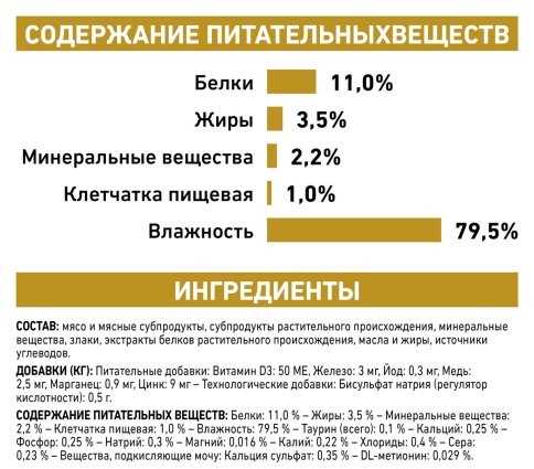Влажный корм (паштет) ROYAL CANIN VD URINARY S/O FR диетический для кошек при заболеваниях МПС, 85 г фото 4