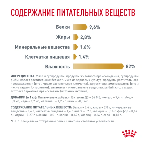 Влажный корм Royal Canin Urinary S/O Moderate Calorie для кошек при заболеваниях дистального отдела мочевыделительной системы, кусочки в соусе, пауч, 85 г фото 5
