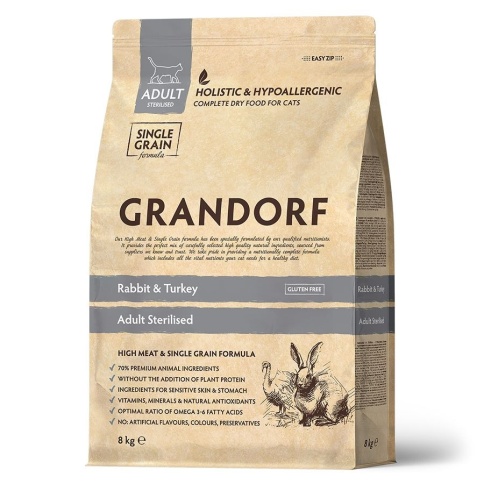 Сухой корм Grandorf Holistic Sterilised кролик с индейкой для стерилизованных кошек, 400 г фото 1