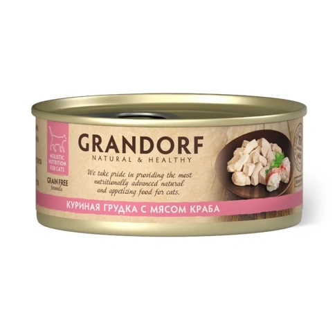 Влажный корм Grandorf Adult куриная грудка с мясом краба  для кошек, 70 г фото 1