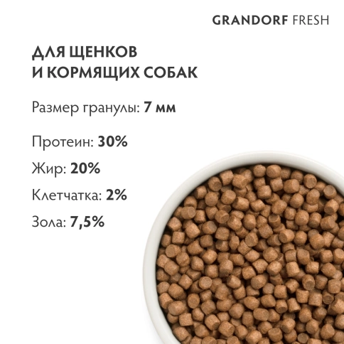 Сухой корм Grandorf Fresh Dog для щенков всех пород беременных и кормящих собак беззерновой ягненок с бататом 3 кг фото 9