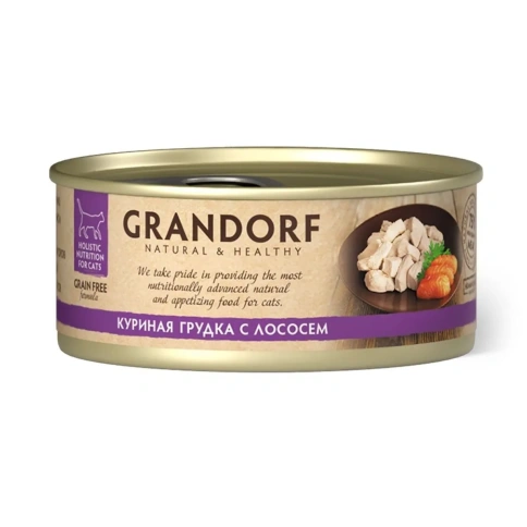 Влажный корм Grandorf Adult куриная грудка с лососем для кошек, 70 г фото 1