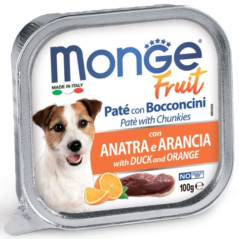 Влажный корм Monge Fruit с уткой и апельсином для собак, 100 г фото 1