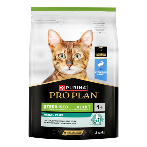 Сухой корм Purina Pro Plan Cat Adult Sterilised для стерилизованных кошек, с кроликом, 3 кг фото 1