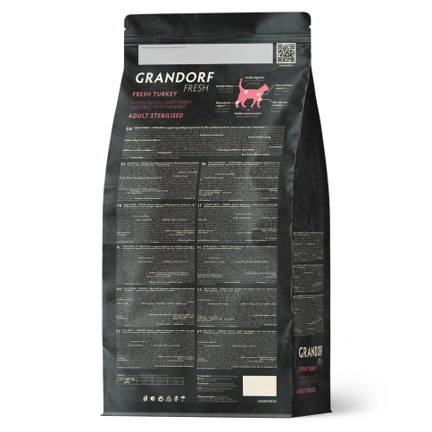 Сухой корм Grandorf Fresh Cat для стерилизованных кошек диетическая формула для особо аллергичных кошек индейка с бататом 400 г фото 2