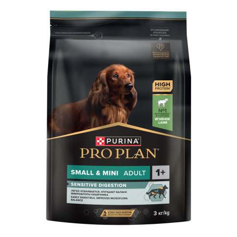 Сухой корм Purina Pro Plan Adult Small & Mini Sensitive Digestion для собак мелких пород, с ягненком, 3 кг фото 1