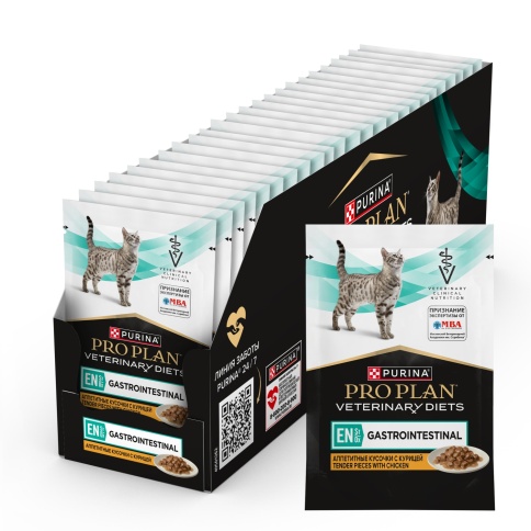 Влажный корм Purina Pro Plan Veterinary Diets EN Gastrointestinal для взрослых кошек при расстройствах пищеварения, с курицей, 85 г фото 1