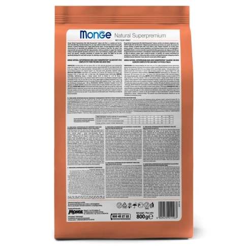 Сухой корм Monge Monoprotein Mini Adult с лососем и рисом для собак мелких пород, 800 г фото 8