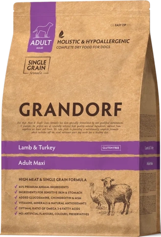 Сухой корм Grandorf Lamb & Turkey Maxi для взрослых собак крупных пород, 3 кг фото 1