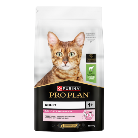 Сухой корм Purina Pro Plan Delicate Feline Lamb для кошек с чувствительным пищеварением, с ягненком, 10 кг фото 1