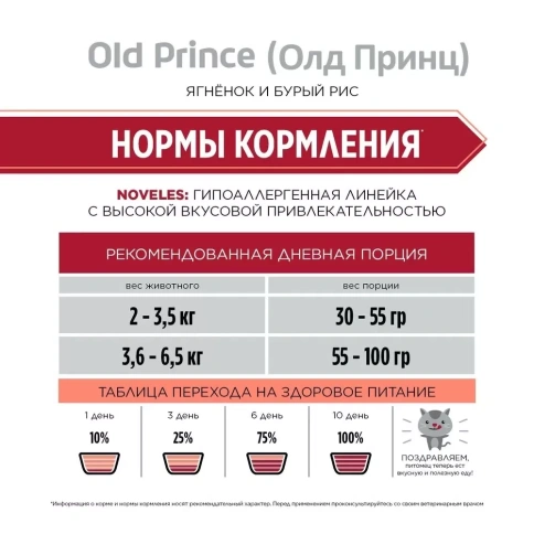 Сухой корм Old Prince Noveles с ягненком и бурым рисом для взрослых кошек, 1 кг фото 3