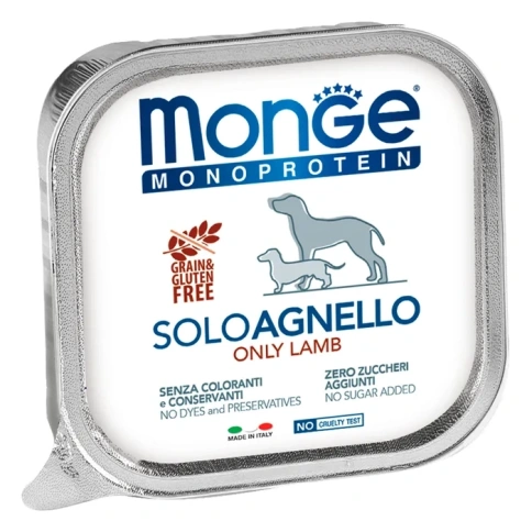 Влажный корм Monge Monoprotein Solo Only Lamb паштет из ягненка для собак, 150 г фото 1