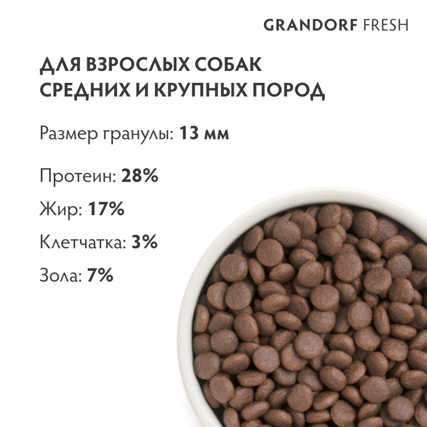 Сухой корм Grandorf Fresh Dog для взрослых собак средних и крупных пород диетическая формула для особо аллергичных собак утка с бататом 3 кг фото 9
