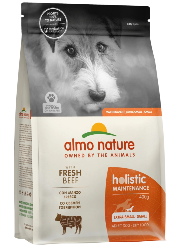 Сухой корм Almo Nature для взрослых собак малых пород со свежей говядиной и коричневым рисом, 400 г фото 1