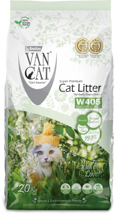 Van Cat комкующийся наполнитель "100% натуральный", без пыли, 20 кг фото 1