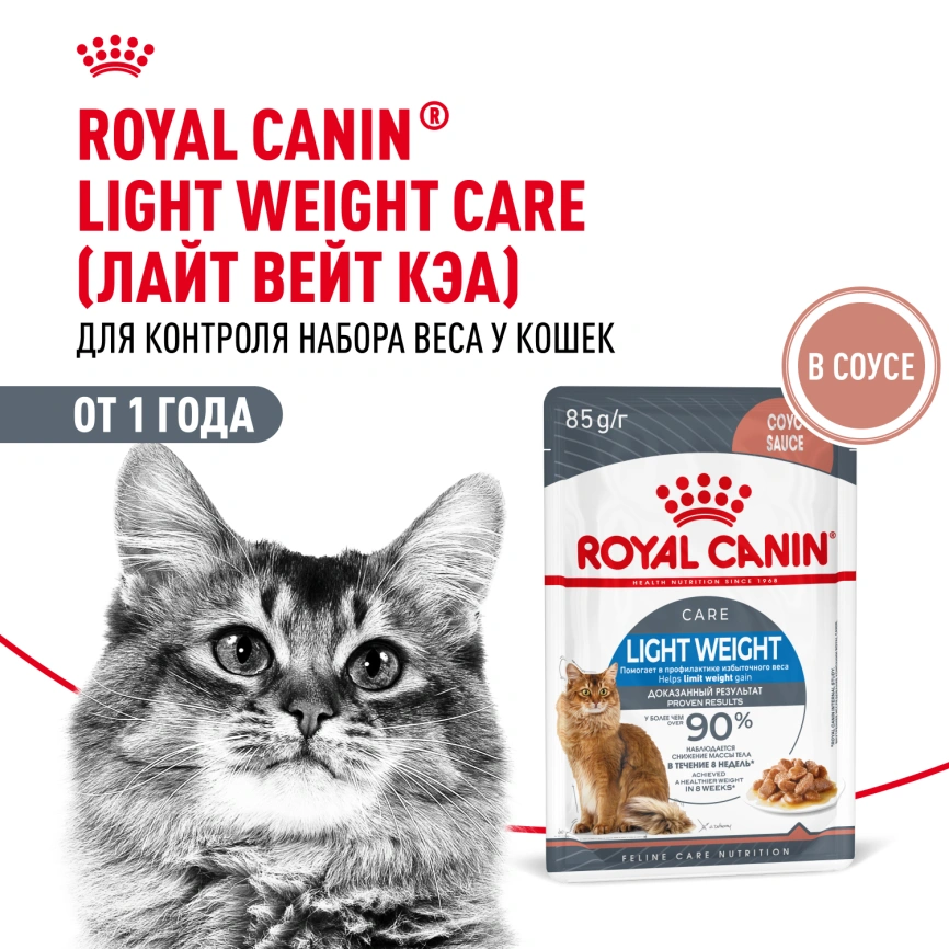 Влажный корм Royal Canin Light Weight Care в желе для взрослых кошек, склонных к полноте, пауч, 85 г фото 15