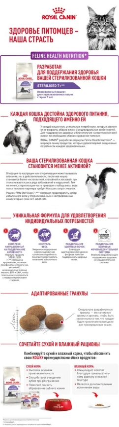 Сухой корм Royal Canin Sterilised 7+ для стерилизованных кошек и кастрированных котов, 1.5 кг фото 10
