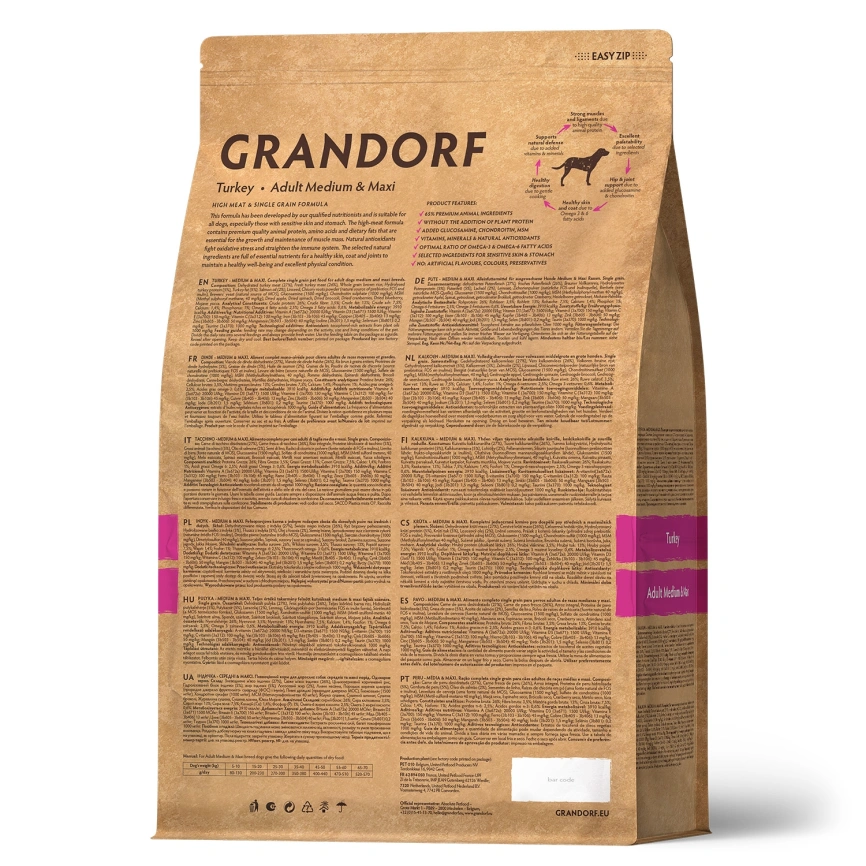 Сухой корм Grandorf Turkey Med & Maxi Индейка для взрослых собак средних и крупных пород, 10 кг фото 2