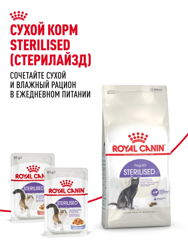 Влажный корм Royal Canin Sterilised в желе для стерилизованных кошек старше 1 года, пауч, 85 г фото 22