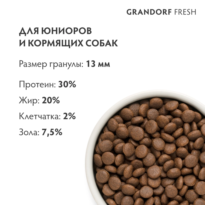 Сухой корм Grandorf Fresh Dog для юниоров средних и крупных пород беременных и кормящих собак беззерновой ягненок с бататом 3 кг фото 9