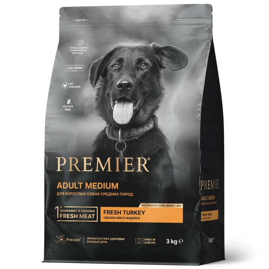 Сухой корм Premier Dog Turkey Adult Medium для собак средних пород, 3 кг фото 1