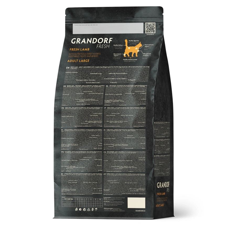 Сухой корм Grandorf Cat для взрослых кошек крупных пород чувствительное пищеварение или склонность к аллергии ягненок с бататом 8 кг фото 2