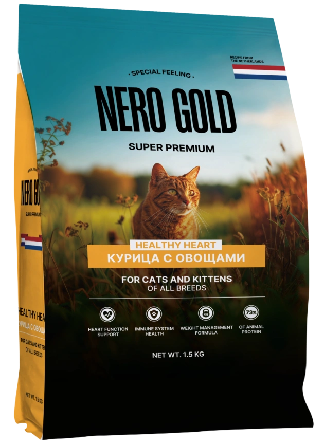 Сухой корм NERO GOLD для кошек и котят с мясом курицы и овощами, 1.5 кг фото 1