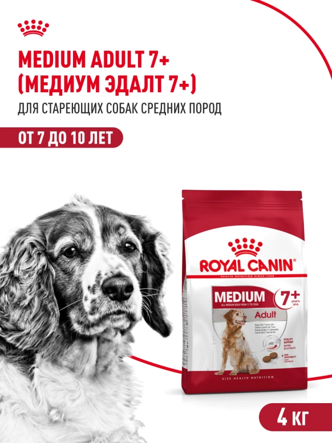 Сухой корм Royal Canin Medium Adult 7+ для собак, 4 кг фото 14