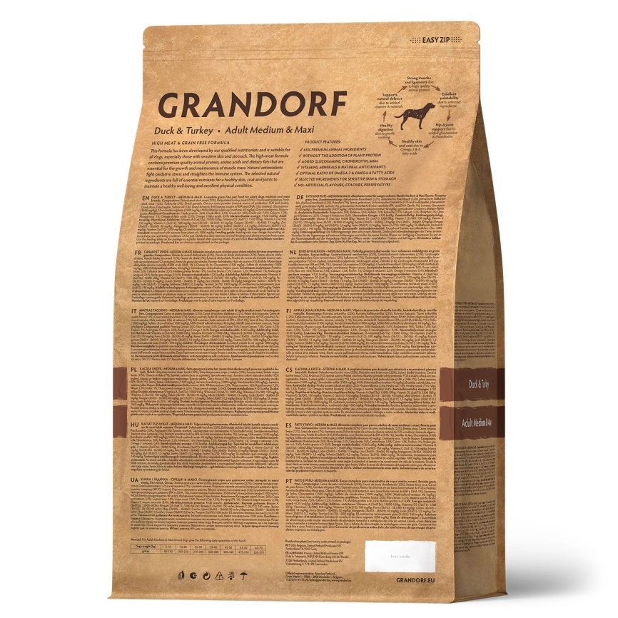 Сухой корм Grandorf Duck & Turkey Med & Maxi для взрослых собак средних и крупных пород, 1 кг фото 2