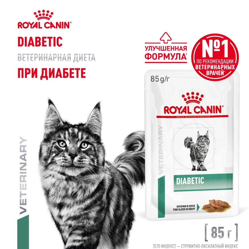 Влажный диетический корм Royal Canin Diabetic для кошек при сахарном диабете, пауч, 85 г фото 1