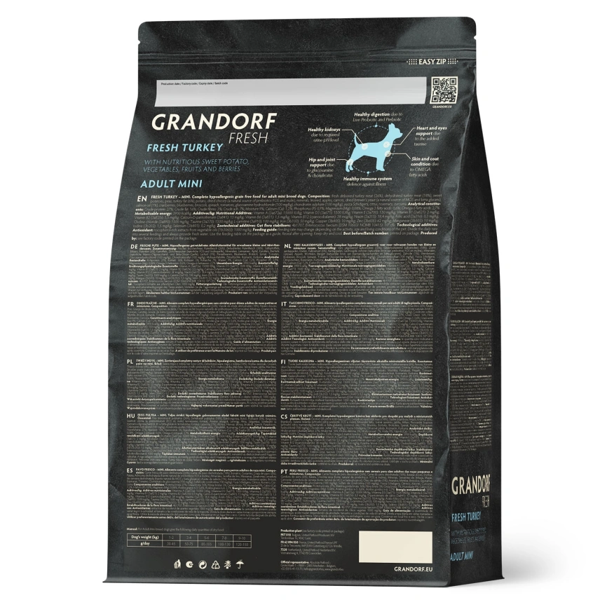 Сухой корм Grandorf Fresh Dog для взрослых собак мелких пород диетическая формула для особо аллергичных собак индейка с бататом 1 кг фото 2