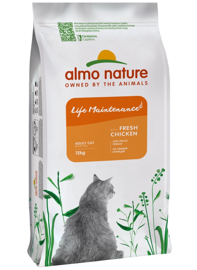 Сухой корм Almo Nature для взрослых кошек со свежей курицей и коричневым рисом, 12 кг фото 1