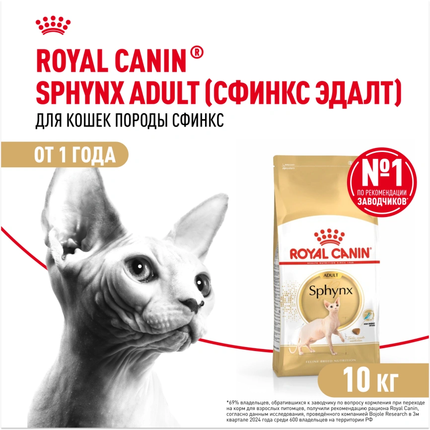 Сухой корм Royal Canin Sphynx для кошек породы сфинкс, 10 кг фото 1