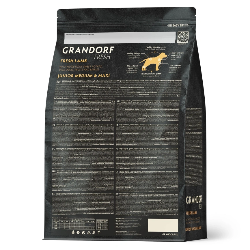 Сухой корм Grandorf Fresh Dog для юниоров средних и крупных пород беременных и кормящих собак беззерновой ягненок с бататом 1 кг фото 2