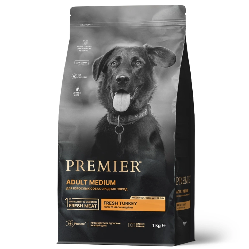 Сухой корм Premier Dog Turkey Adult Medium для собак средних пород, 1 кг фото 1